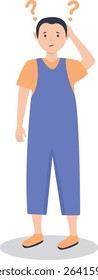 Young People Thinking and Asking Question. Flat Cartoon Vector Illustration.