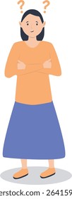 Young People Thinking and Asking Question. Flat Cartoon Vector Illustration.