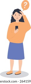 Young People Thinking and Asking Question. Flat Cartoon Vector Illustration.