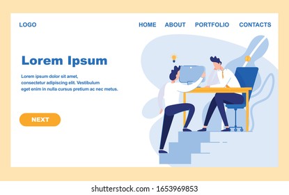 Young People, Trying to Come Up in World. Friendly Colleague, Sharing Ideas with His Mate, Who Did Not Hope to Find Solution to Complicated Problem. Conceptual Landing Page with Copy Space.