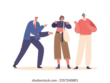 Young People Use Indicating Gestures To Communicate, Express Emotions, And Convey Ideas Nonverbally, Vector Illustration
