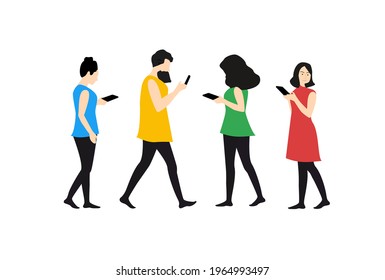 young people use smartphones, addiction to gadgets	
