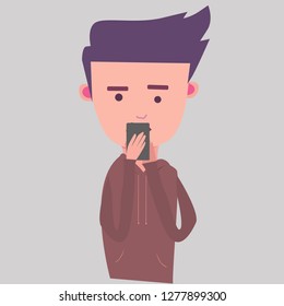 Young people use smartphones. Vector illustration concept - Vector Charakter