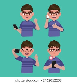 Junge Menschen, die Smartphones verwenden