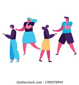 Jugendliche, die mit Smartphone-Zeichen gehen, Vektorgrafik-Design
