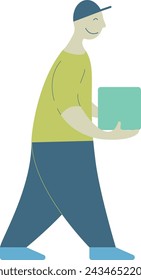young people working in a delivery service company with a modern animation style with a happy and contented face