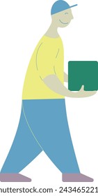 young people working in a delivery service company with a modern animation style with a happy and contented face