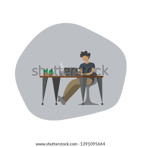 young people working vector illustration concept, people use laptop to work on creative projects, can use for, landing page, template, ui, web, mobile app, poster, banner, flyer