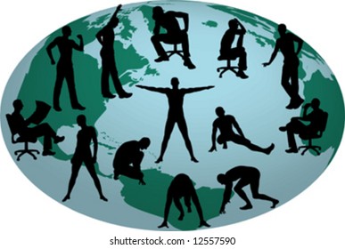 young people and world, vector
