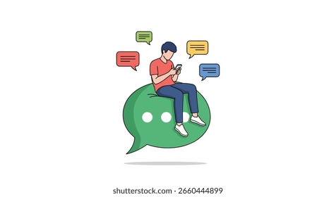 Young person communicating effectively using mobile devices and digital messaging platforms for modern social interaction