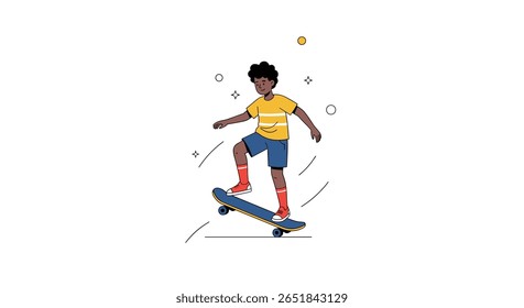 Young Person Enjoying a Thrilling Skateboarding Ride Outdoors on a Sunny Day