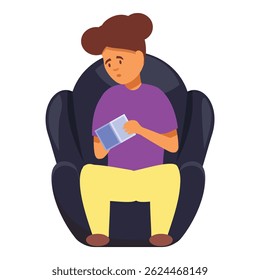Young person is experiencing sadness while playing video games in an armchair