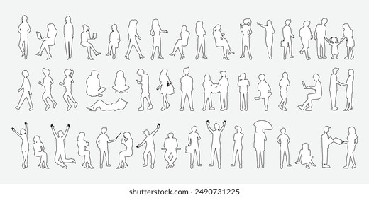 Young person helping elderly person walking with walking aids silhouette set collection. 