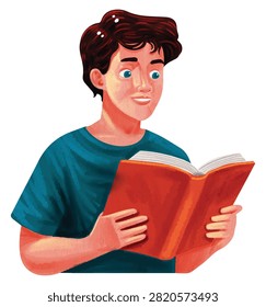 a young person holding a book open in their hands