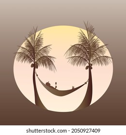 young person relaxing laying back in a hammock having a drink and enjoying life