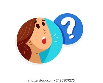 Young person talking online from a speech bubble, vector illustration of a conversation with accent on one-person trainer or mentor, online dialog, video speaker, social media commentator.