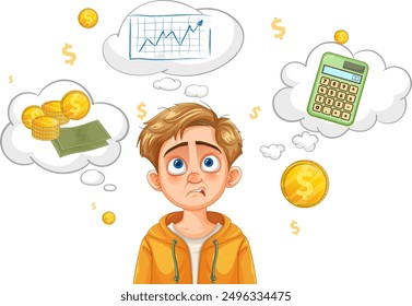 Young person thinking about money and finances