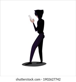 Young person using smartphones concept. Flat vector illustration