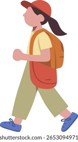 Joven caminando con mochila y gorra Ilustración vectorial plana