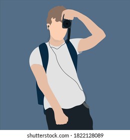 Young photographer in vector (Illustrator)