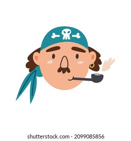 Young pirate face hand drawn naive art