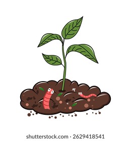 A Young Plant Growing Out of the Earth, full of compost 
