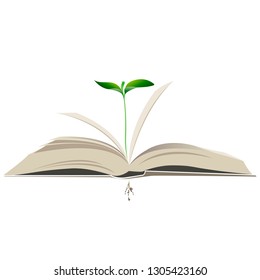 young plant in an open book. vector illustration