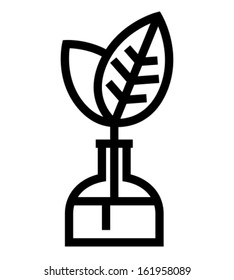 Young plant in vase vector icon