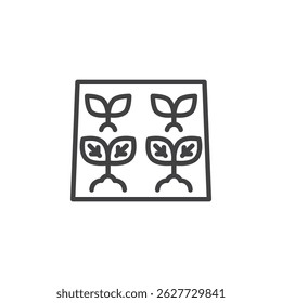 Young plants in a row line icon. linear style sign for mobile concept and web design. Growing plants outline vector icon. Symbol, logo illustration. Vector graphics
