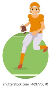 Young player running in american football game
