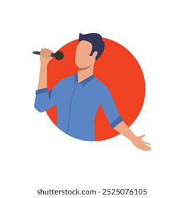 Joven cantante pop con archivo de Vector de micrófono