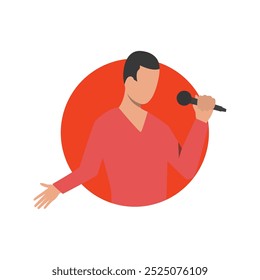 Joven cantante pop con archivo de Vector de micrófono