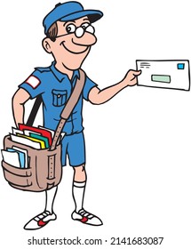 Young Postman Holding Letter Clipart Stock Vector (Royalty Free ...