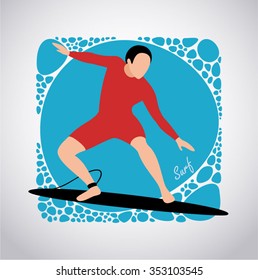 Young practicing surf