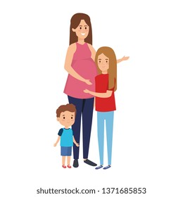 young pregnancy woman with kids