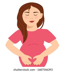 young pregnant woman, happy mother awaiting the birth of a baby. vector character illustration 