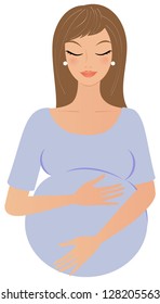 Young pregnant woman holding her belly