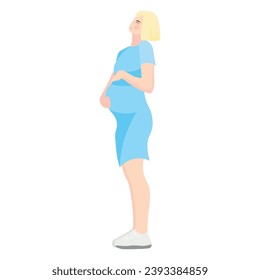 Young pregnant woman on white background