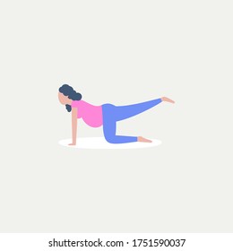 Young pregnant woman practices yoga. Vector illustration in a flat style