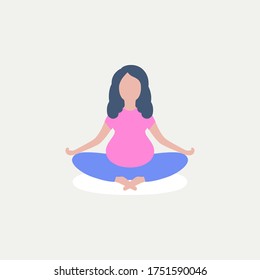 Young pregnant woman practices yoga. Vector illustration in a flat style