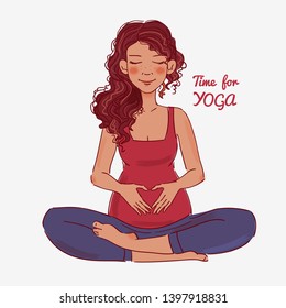 Young pregnant woman practicing yoga