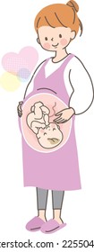 Young pregnant woman waiting to give birth vector illustration