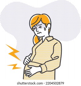 A young pregnant woman who has contractions and is unwell