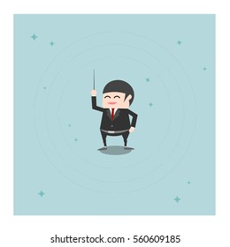 Young presenter businessman smile, cartoon business concept EPS10