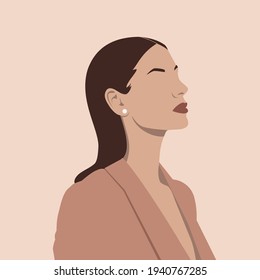 young pretty business woman illustration, fashion model, modern lady in minimalistic style,