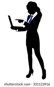 Young pretty business woman with notebook in the office