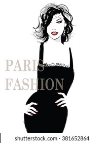 Young pretty fashion model - Vector illustration