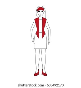 young pretty woman wearing short skirt and vest icon image 