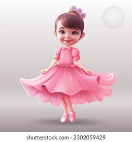 Young Princess Dancing in the Moonlight - Romantic and Dreamy Illustration