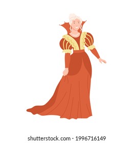 Young Princess as Fabulous Medieval Character from Fairytale Vector Illustration